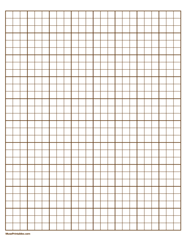 3 Squares Per Inch Brown Graph Paper : Letter-sized paper (8.5 x 11)