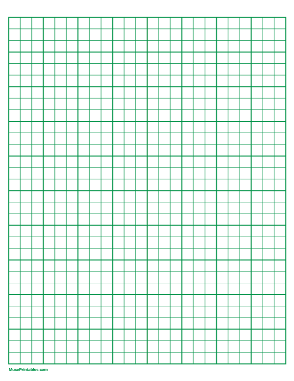 Printable 3 Squares Per Inch Green Graph Paper for Letter Paper