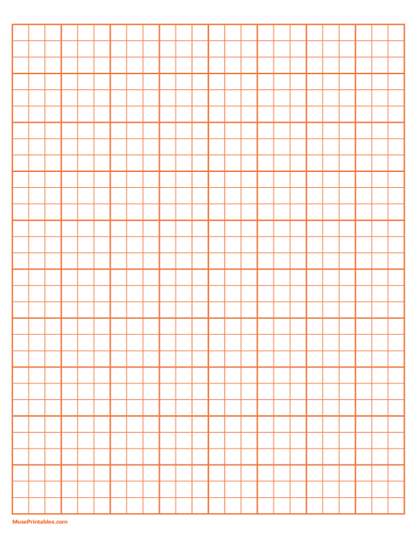 3 Squares Per Inch Orange Graph Paper : Letter-sized paper (8.5 x 11)