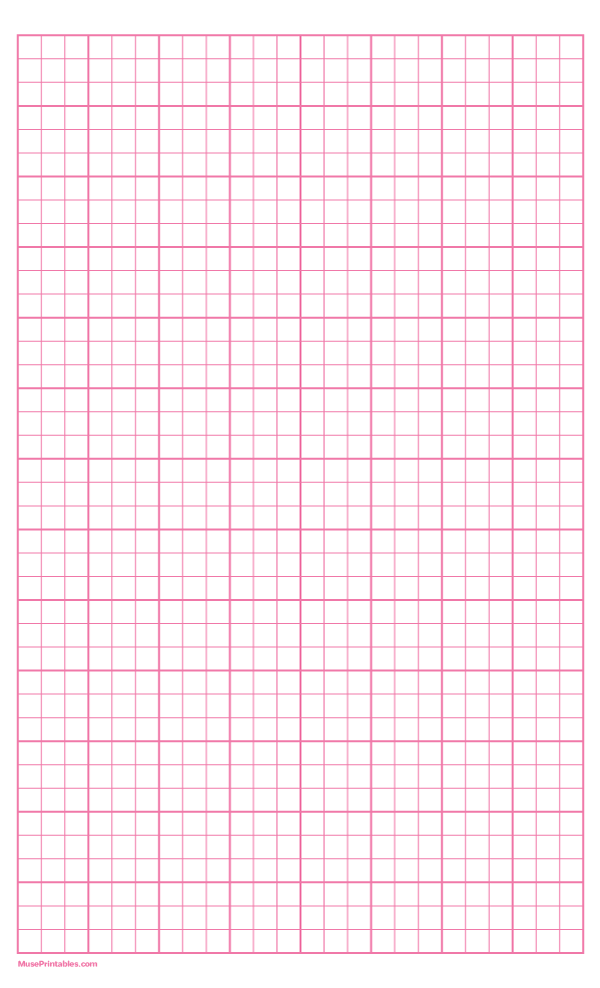 3 Squares Per Inch Pink Graph Paper : Legal-sized paper (8.5 x 14)