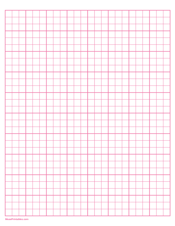 3 Squares Per Inch Pink Graph Paper : Letter-sized paper (8.5 x 11)