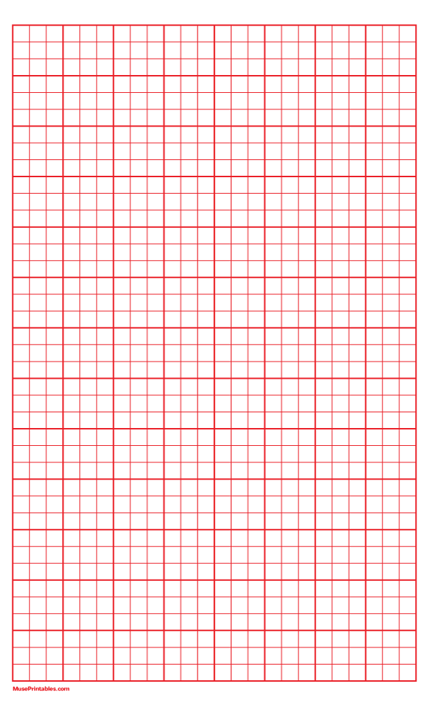 3 Squares Per Inch Red Graph Paper : Legal-sized paper (8.5 x 14)