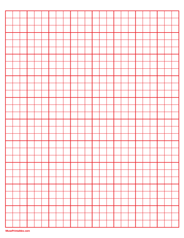 3 Squares Per Inch Red Graph Paper : Letter-sized paper (8.5 x 11)