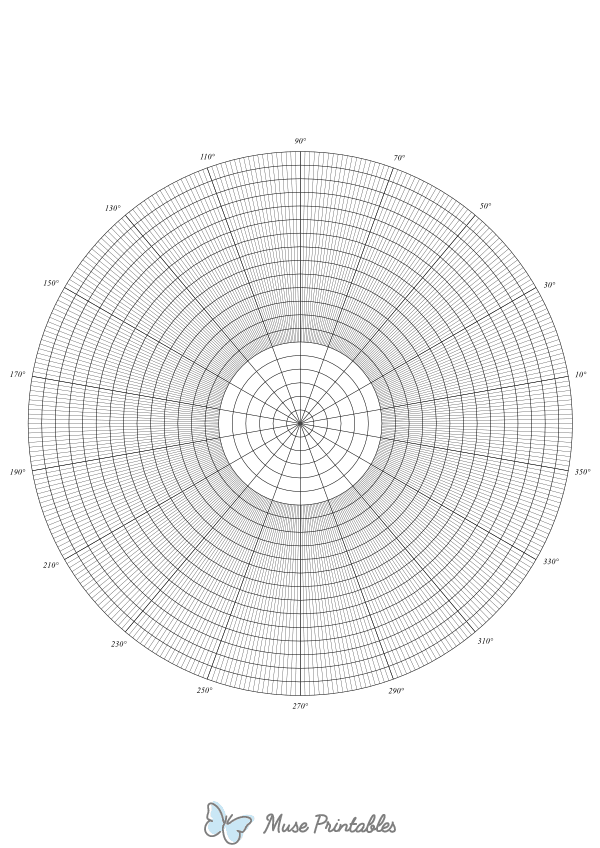 360 Spoke Degrees Polar Graph Paper : A4-sized paper (8.27 x 11.69)