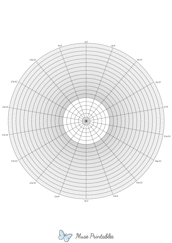 360 Spoke Radians Polar Graph Paper : A4-sized paper (8.27 x 11.69)