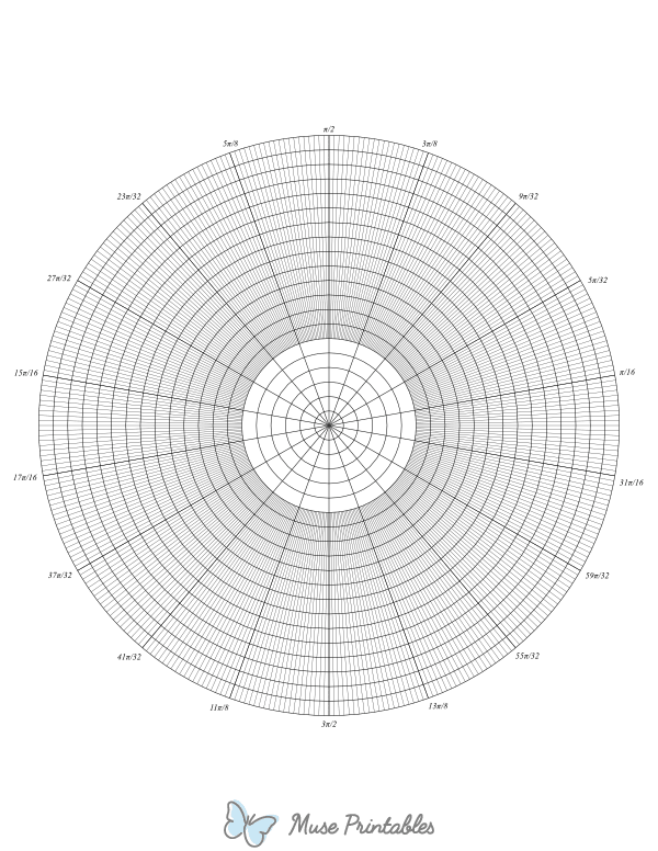 360 Spoke Radians Polar Graph Paper : Letter-sized paper (8.5 x 11)