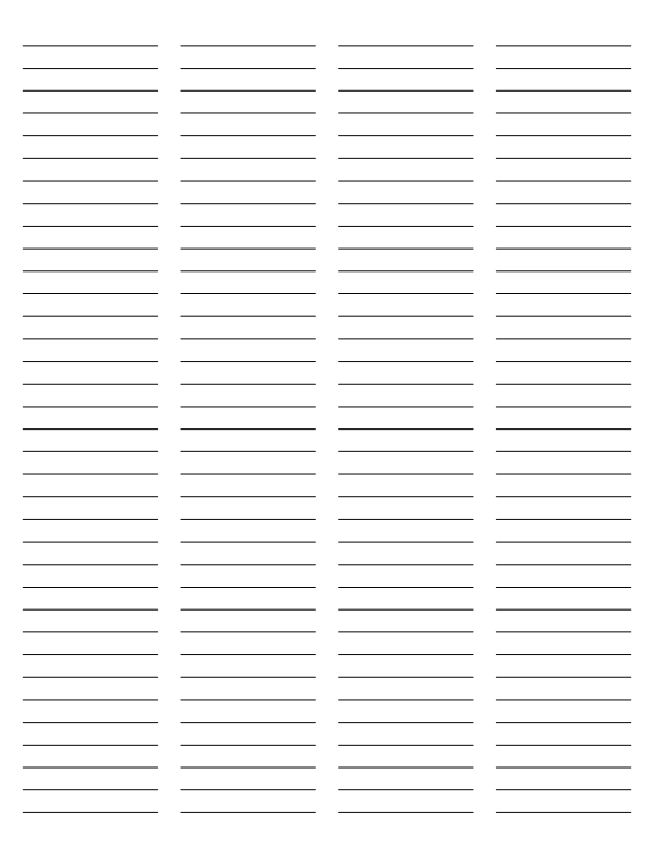4-Column Black Lined Paper (College Ruled): Letter-sized paper (8.5 x 11)