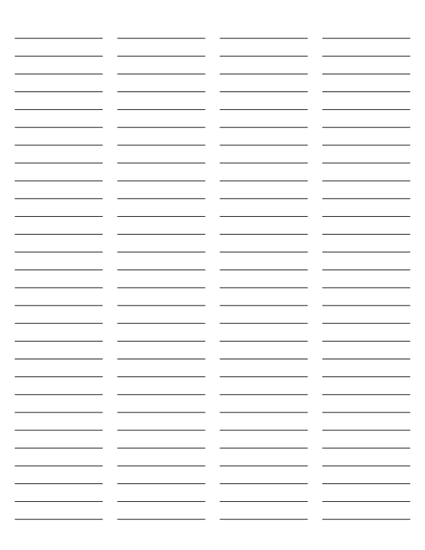 4-Column Black Lined Paper (Wide Ruled): Letter-sized paper (8.5 x 11)