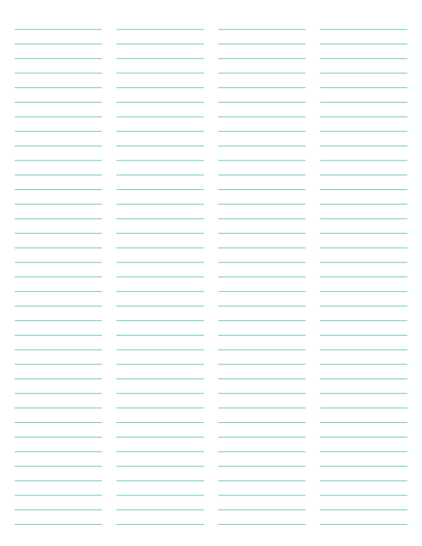 4-Column Blue-Green Lined Paper (College Ruled): Letter-sized paper (8.5 x 11)