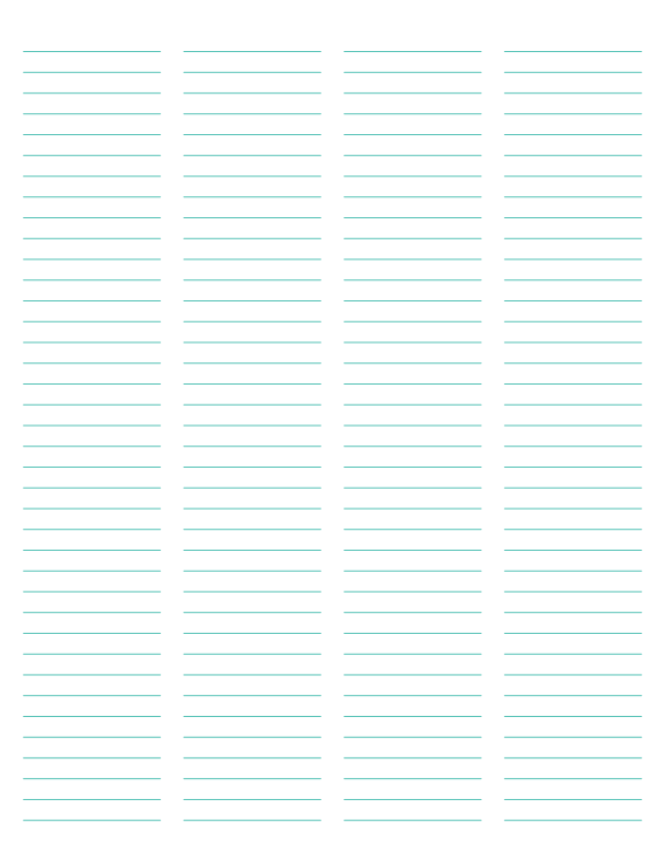4-Column Blue-Green Lined Paper (Narrow Ruled): Letter-sized paper (8.5 x 11)