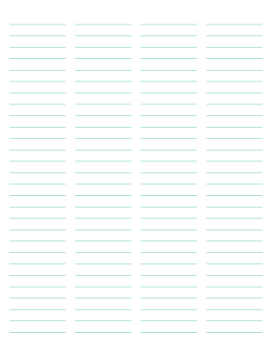 4-Column Blue-Green Lined Paper (Wide Ruled) - Letter
