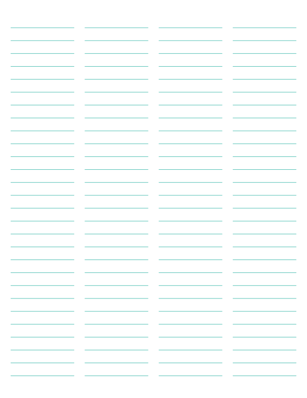4-Column Blue-Green Lined Paper (Wide Ruled): Letter-sized paper (8.5 x 11)