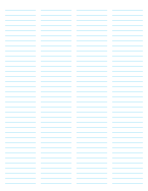 4-Column Blue Lined Paper (College Ruled): Letter-sized paper (8.5 x 11)