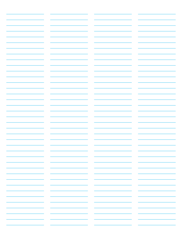 4-Column Blue Lined Paper (Narrow Ruled): Letter-sized paper (8.5 x 11)