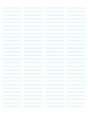 4-Column Blue Lined Paper (Wide Ruled) - Letter