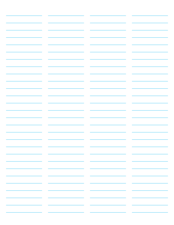 4-Column Blue Lined Paper (Wide Ruled): Letter-sized paper (8.5 x 11)