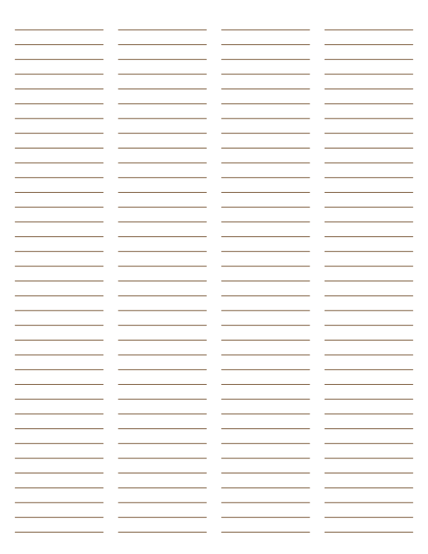 4-Column Brown Lined Paper (College Ruled): Letter-sized paper (8.5 x 11)