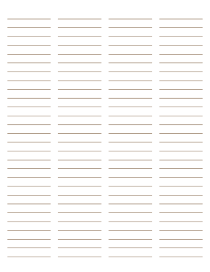 4-Column Brown Lined Paper (Wide Ruled) - Letter