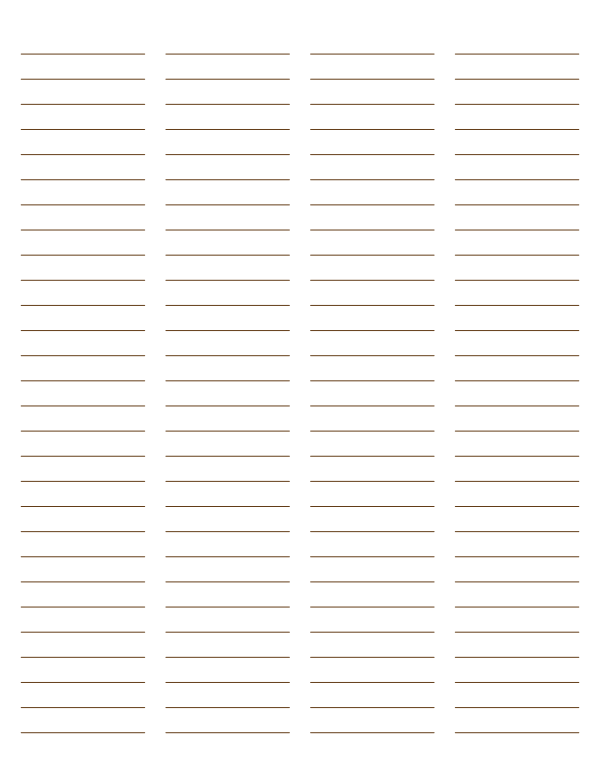 4-Column Brown Lined Paper (Wide Ruled): Letter-sized paper (8.5 x 11)