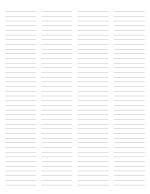 4-Column Gray Lined Paper (Narrow Ruled) - Letter