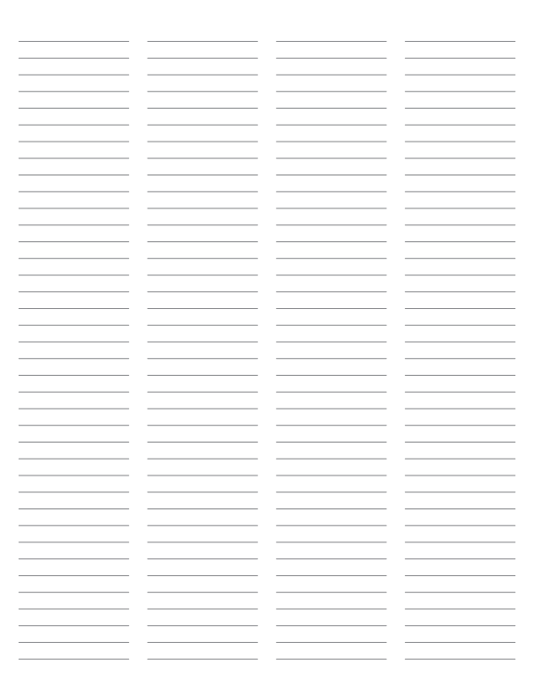 4-Column Gray Lined Paper (Narrow Ruled): Letter-sized paper (8.5 x 11)