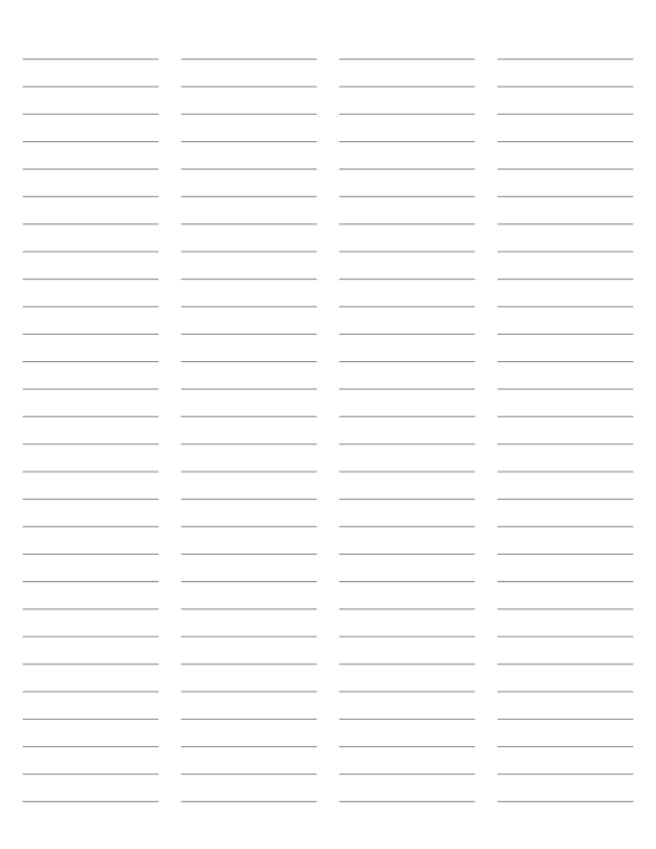 4-Column Gray Lined Paper (Wide Ruled): Letter-sized paper (8.5 x 11)