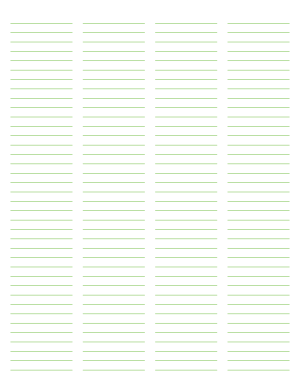 4-Column Green Lined Paper (Narrow Ruled) - Letter