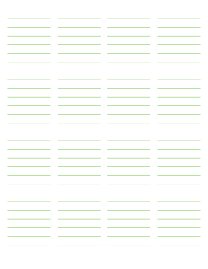 4-Column Green Lined Paper (Wide Ruled) - Letter