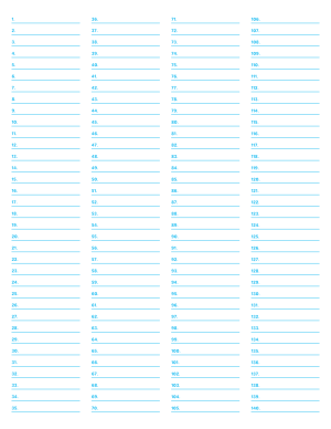4-Column Numbered Blue Lined Paper (College Ruled) - Letter