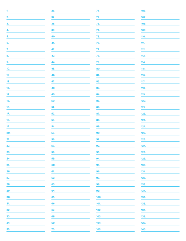4-Column Numbered Blue Lined Paper (College Ruled): Letter-sized paper (8.5 x 11)