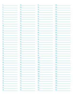 4-Column Numbered Blue Lined Paper (Narrow Ruled) - Letter