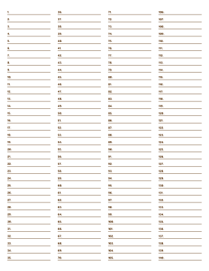 4-Column Numbered Brown Lined Paper (College Ruled) - Letter