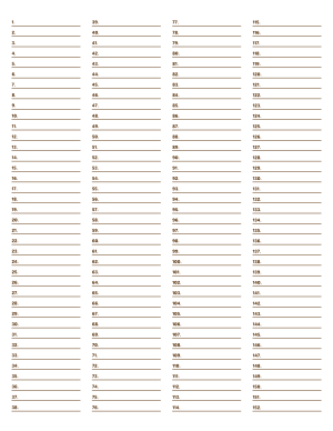 4-Column Numbered Brown Lined Paper (Narrow Ruled) - Letter