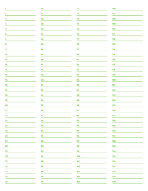 4-Column Numbered Green Lined Paper (College Ruled) - Letter