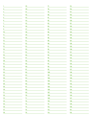 4-Column Numbered Green Lined Paper (Narrow Ruled) - Letter