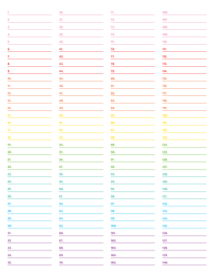4-Column Numbered Rainbow Lined Paper (College Ruled) - Letter