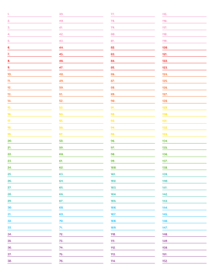 4-Column Numbered Rainbow Lined Paper (Narrow Ruled) - Letter