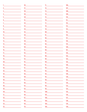 4-Column Numbered Red Lined Paper (College Ruled) - Letter