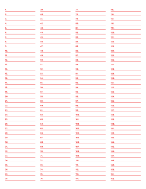 4-Column Numbered Red Lined Paper (Narrow Ruled) - Letter