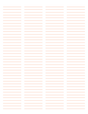 4-Column Orange Lined Paper (Narrow Ruled) - Letter