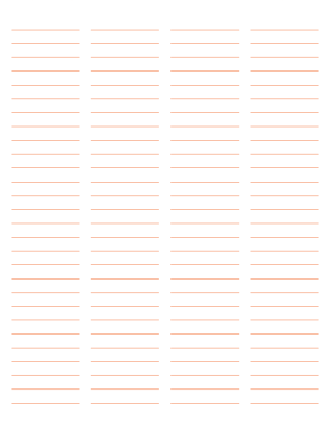 4-Column Orange Lined Paper (Wide Ruled) - Letter