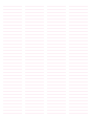 4-Column Pink Lined Paper (College Ruled) - Letter