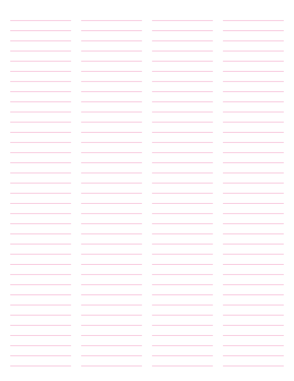 4-Column Pink Lined Paper (College Ruled): Letter-sized paper (8.5 x 11)