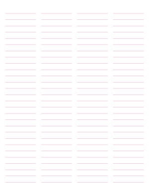 4-Column Pink Lined Paper (Wide Ruled) - Letter