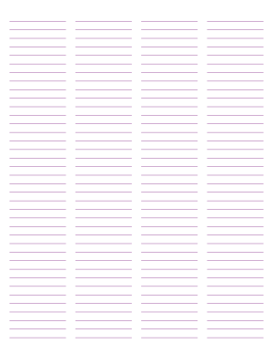4-Column Purple Lined Paper (Narrow Ruled) - Letter
