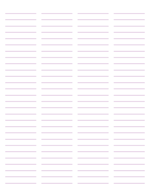 4-Column Purple Lined Paper (Wide Ruled) - Letter