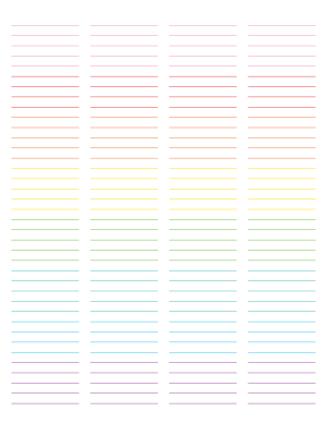4-Column Rainbow Lined Paper (Narrow Ruled) - Letter