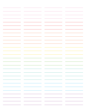 4-Column Rainbow Lined Paper (Wide Ruled) - Letter