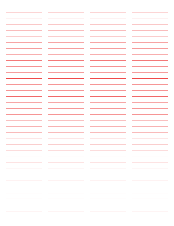 4-Column Red Lined Paper (College Ruled): Letter-sized paper (8.5 x 11)