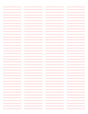 4-Column Red Lined Paper (Narrow Ruled) - Letter